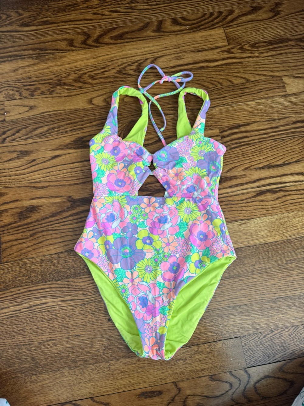Show Me Your MuMu Neon Floral One-Piece Swimsuit Small
